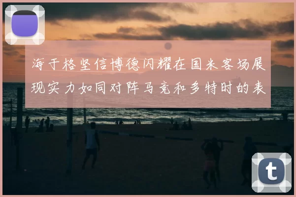 海于格坚信博德闪耀在国米客场展现实力如同对阵马竞和多特时的表现